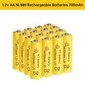 Rechargeable AA 1.2V 700mAh Ni-MH Batteries for Garden Solar Lights & Electronic Devices - 2-20 Pack
