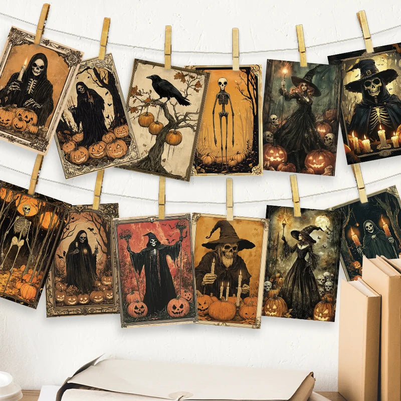 Vintage Halloween Postcards Set - Horror Pumpkin Collectible & Mailable Gifts