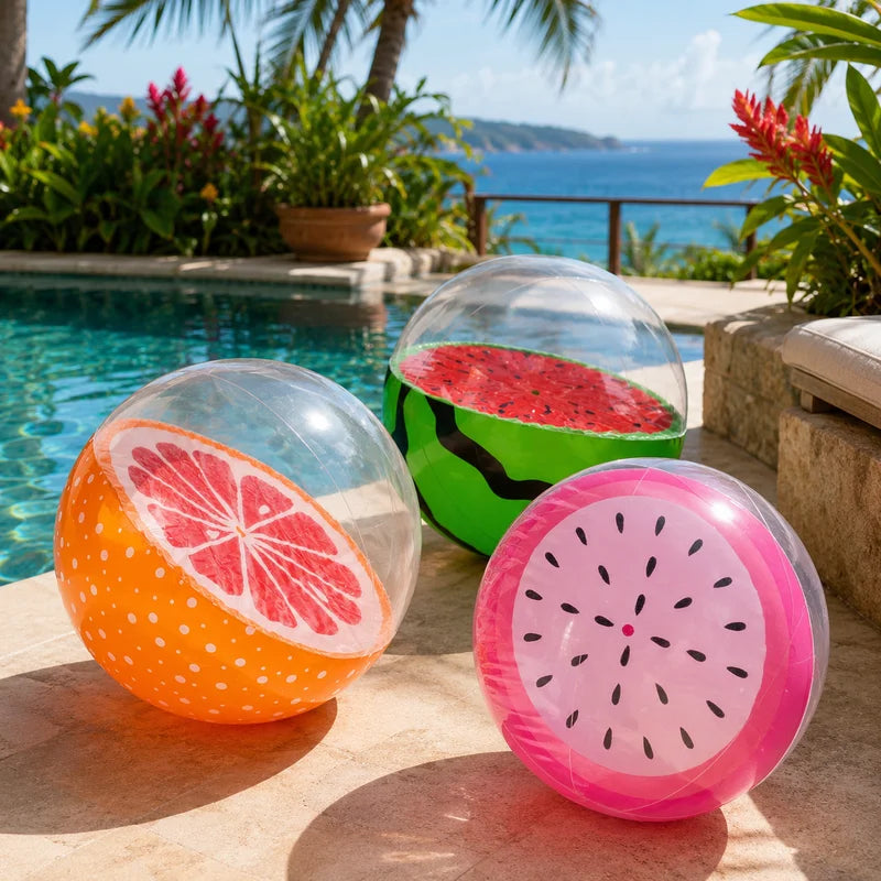 Inflatable Fruit Beach Ball - Transparent PVC Pool Toy for Summer Pool & Beach Parties