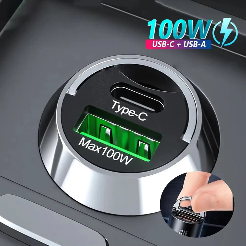 100W USB Car Charger Fast Charging Adapter for Phone, Android & iPhone