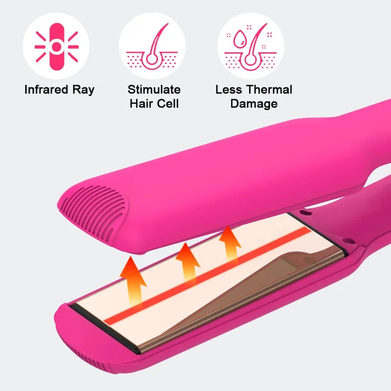 Infrared Titanium Hair Straightener & Curler 2-in-1 Flat Iron Pink 450℉