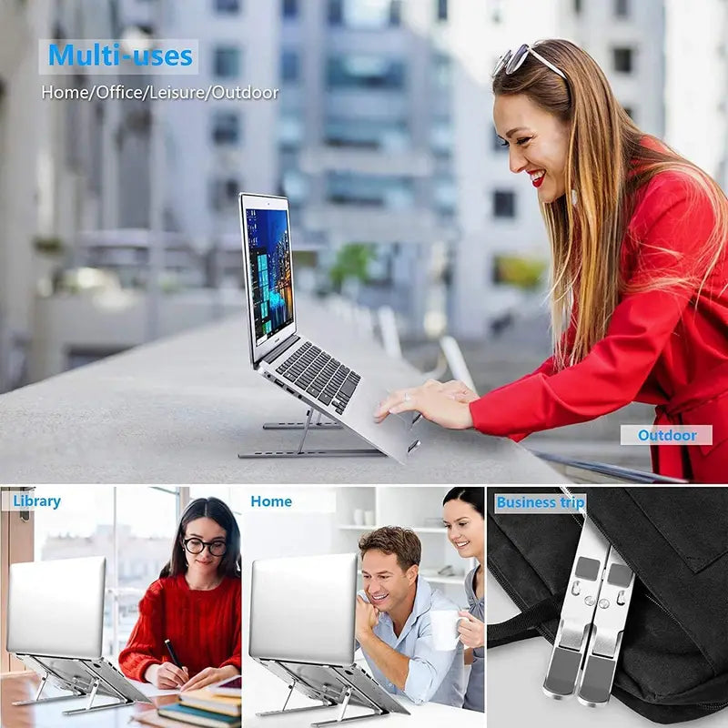 Adjustable Aluminum Laptop Stand for 10-16 Inch Notebooks - Ergonomic & Durable