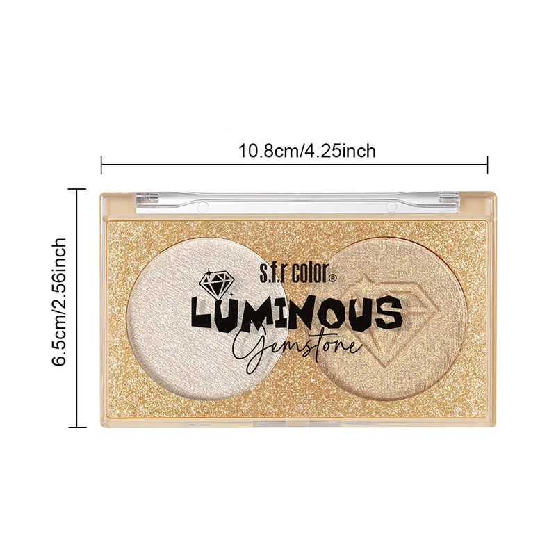 Dual-Shade Diamond Embossed Highlighter Palette - Shimmer Metallic Glow for Face & Body