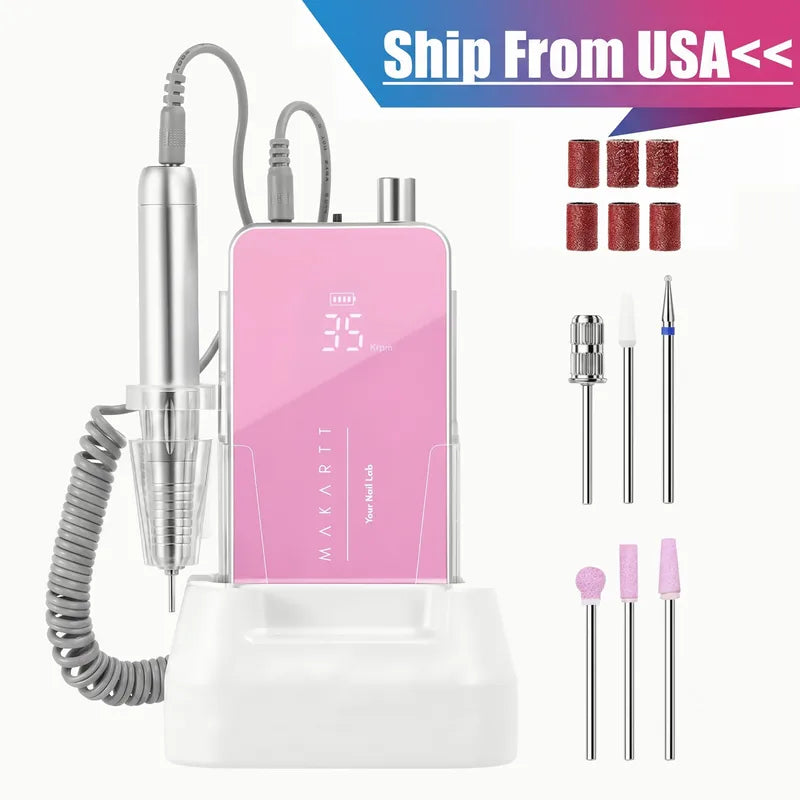 Professional Electric Nail Drill 35000RPM Rechargeable Efile for Nail Art
