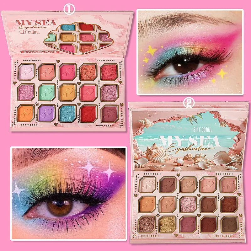 Colorful Eyeshadow Palette with 30 Shades - Matte Shimmer Glitter Rainbow Eye Makeup