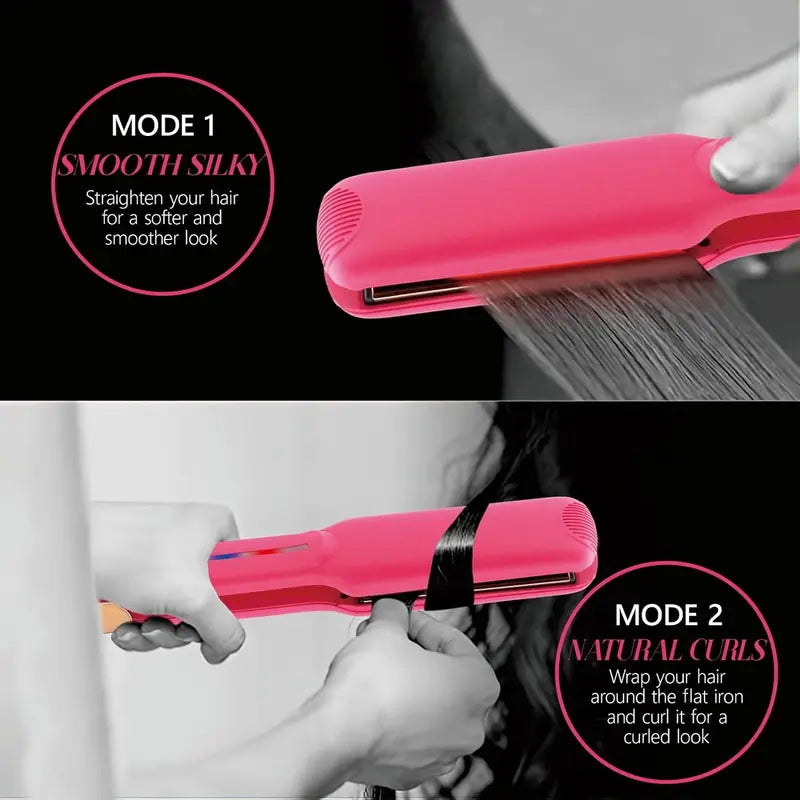 Infrared Titanium Hair Straightener & Curler 2-in-1 Flat Iron Pink 450℉