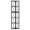 67 Inch Corner Shelf Unit with 6 Shelves - Rustic Standing Bookcase Storage Rack