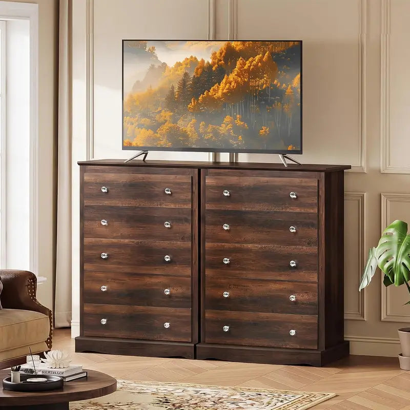 5-Drawer Dresser with Anti-Tip Safety - 45 Inch Modern Rustic Bedroom Storage