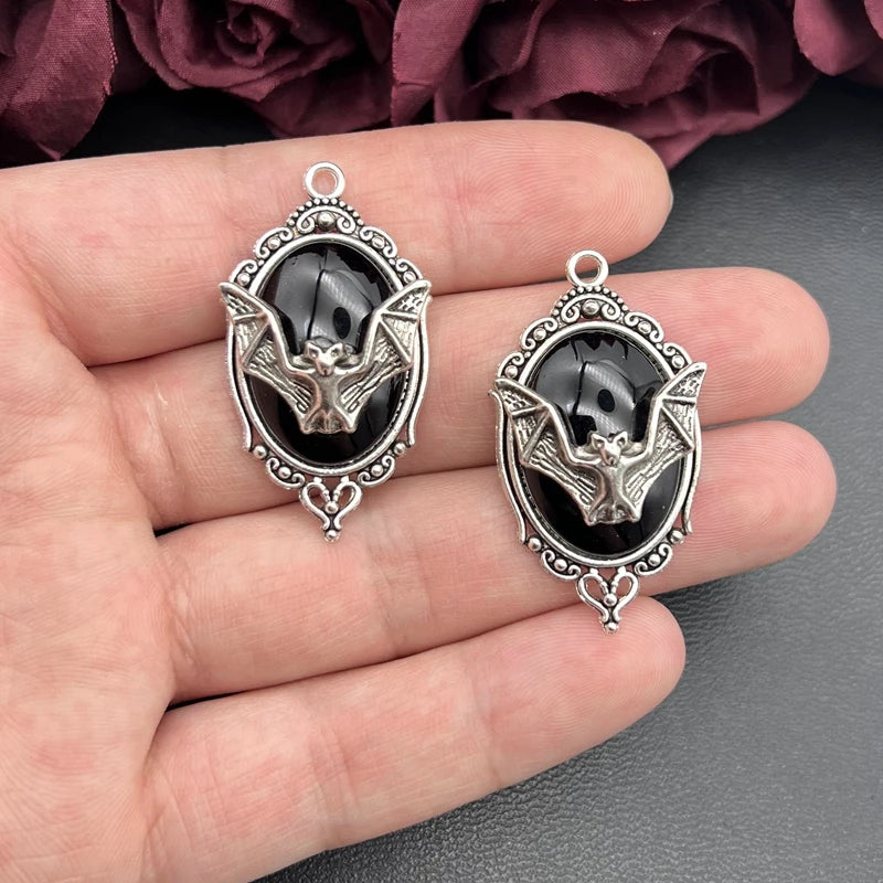 4pcs Gothic Vampire Bat Silver Plated Charm Pendants for Jewelry Making Halloween