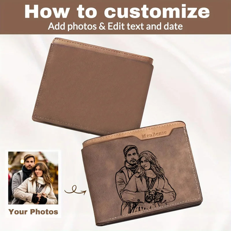 Personalized Photo Wallet for Men - Custom Engraved Picture Wallet Gift