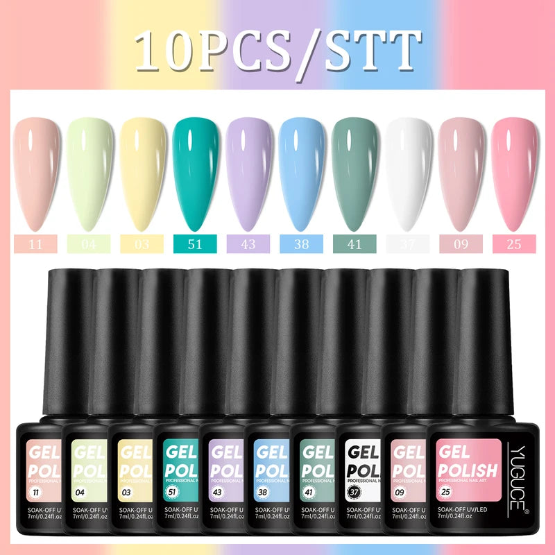 Multicolor Nail Polish Gel Set - No Irritating Smell, Home Use, 10 Pieces