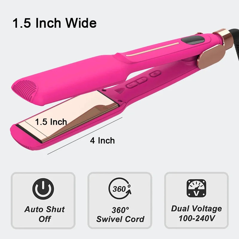 Infrared Titanium Hair Straightener & Curler 2-in-1 Flat Iron Pink 450℉