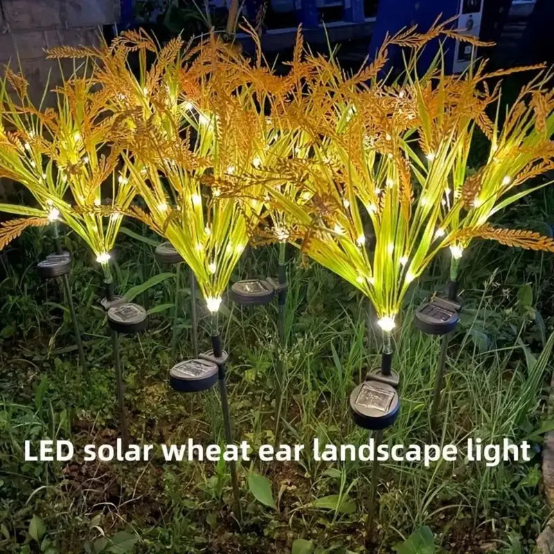 Outdoor Solar Wheat Pathway Lights - Waterproof Dusk-to-Dawn Garden Decor