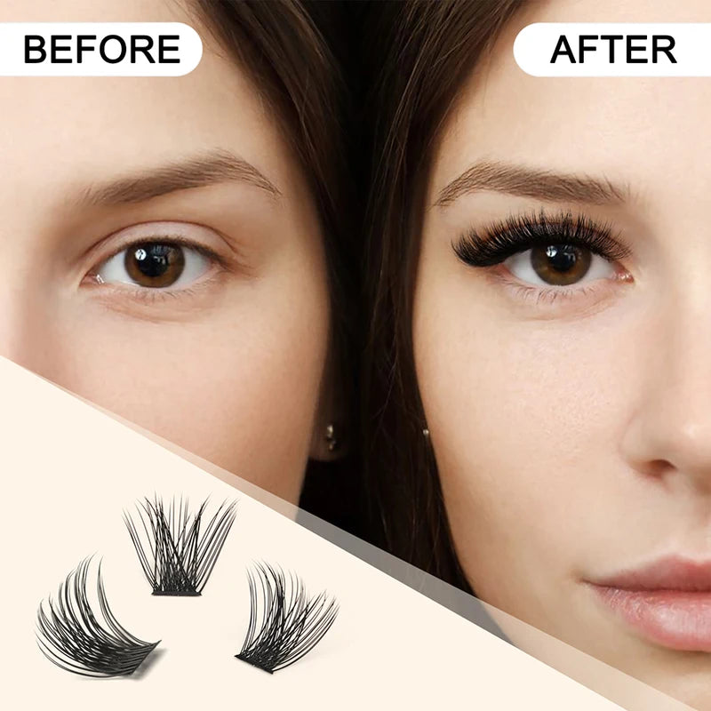 DIY Cluster Eyelash Extensions 144 Pcs Segmented False Lashes C/D Curl