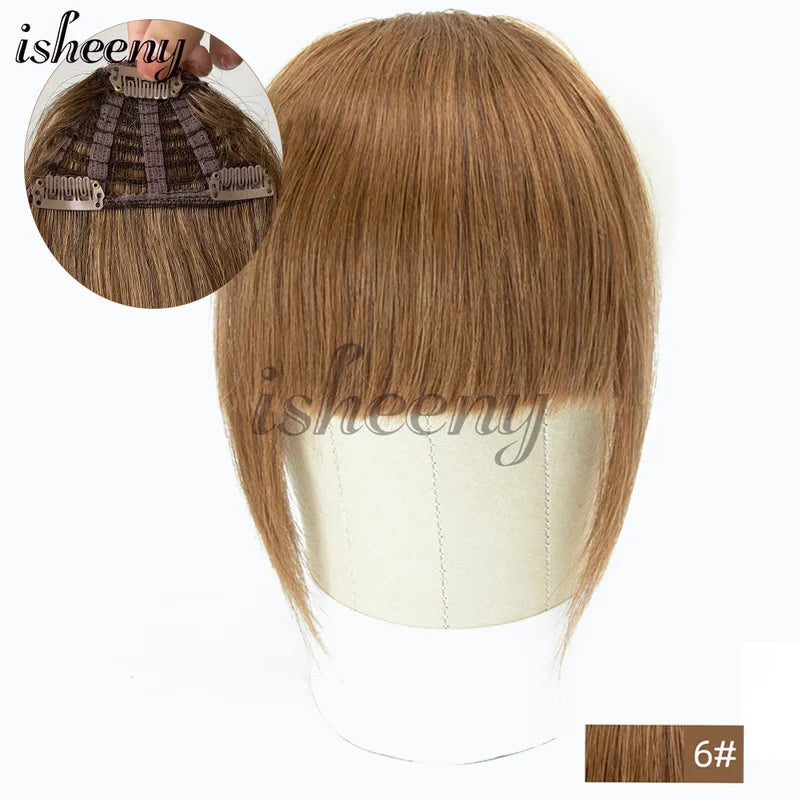Human Hair Clip-In Bangs Set - Natural Blunt Cut Hair Extensions, Multiple Colors