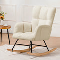 Nursery & Glider Rocking Chair with Side Pockets - Soft Teddy Fabric, High Back, Stable Frame for Living Room and Bedroom