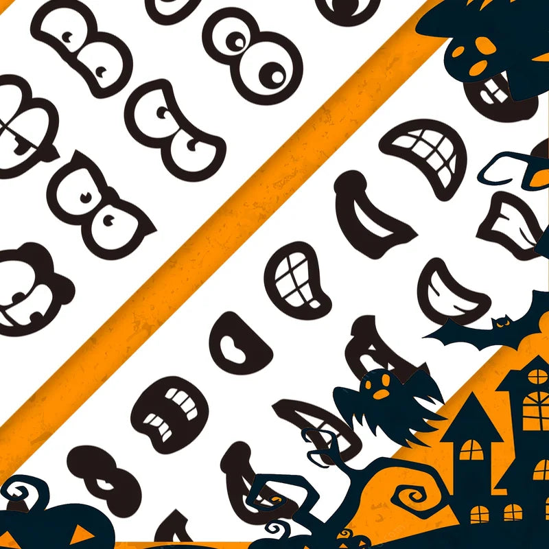 2000 Mini Black Eyes and Mouth Stickers for Halloween Crafts Self-Adhesive Vinyl Labels