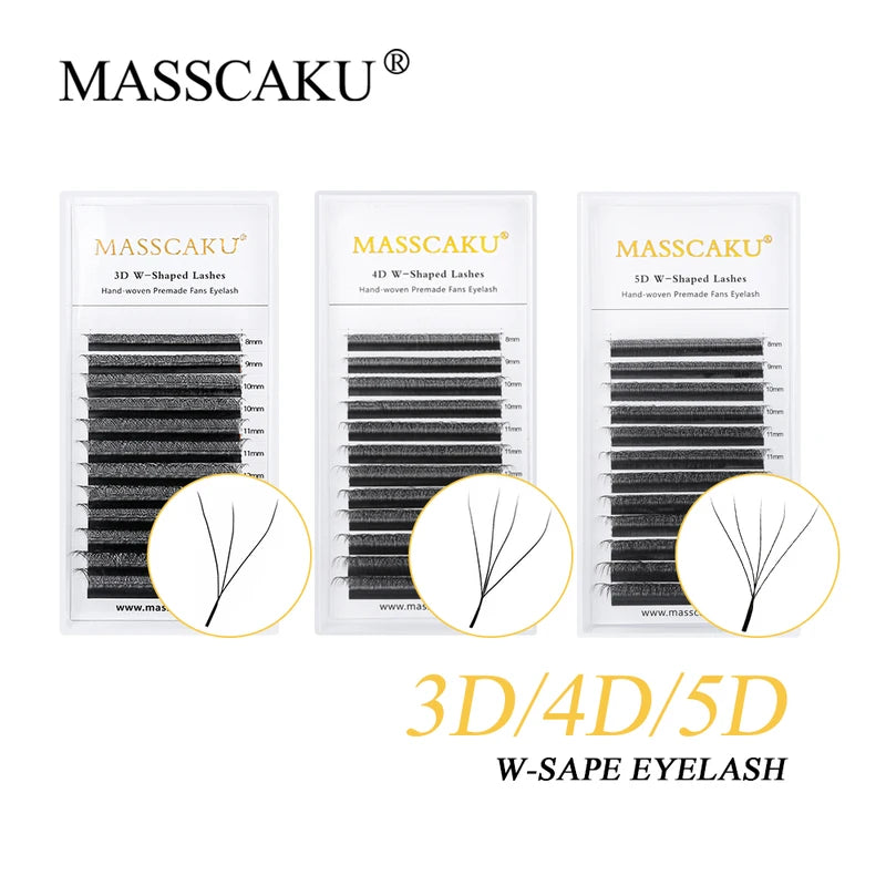 False Eyelash Extensions W Shape Clover Bloom Natural Long Lashes - 3D/4D/5D/6D Premade Fans