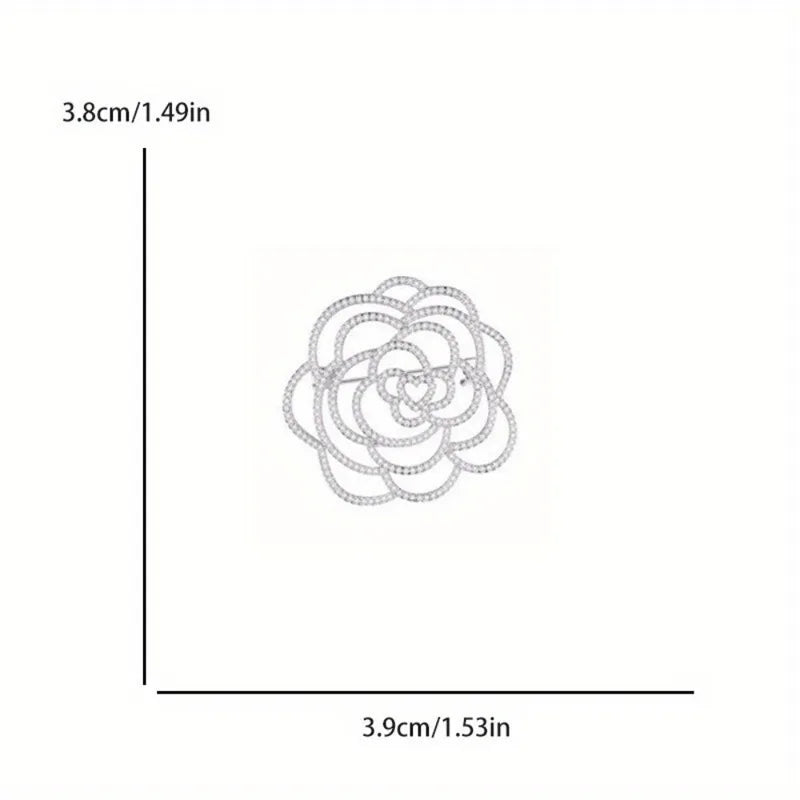 Elegant Lady Crystal Flower Brooch Pin High-End Jewelry Accessory