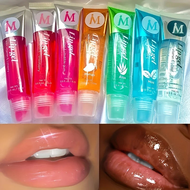 Moisturizing Lip Gloss Set with Rosehip, Argan & Peppermint - Translucent Plumping Lip Oils