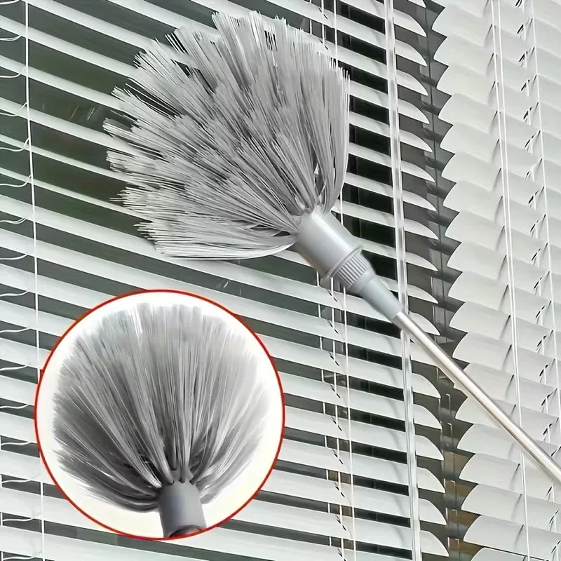 Adjustable Length Spider Web Ceiling Cleaner Heavy-Duty Metal Broom Multi-Surface Dusting Tool