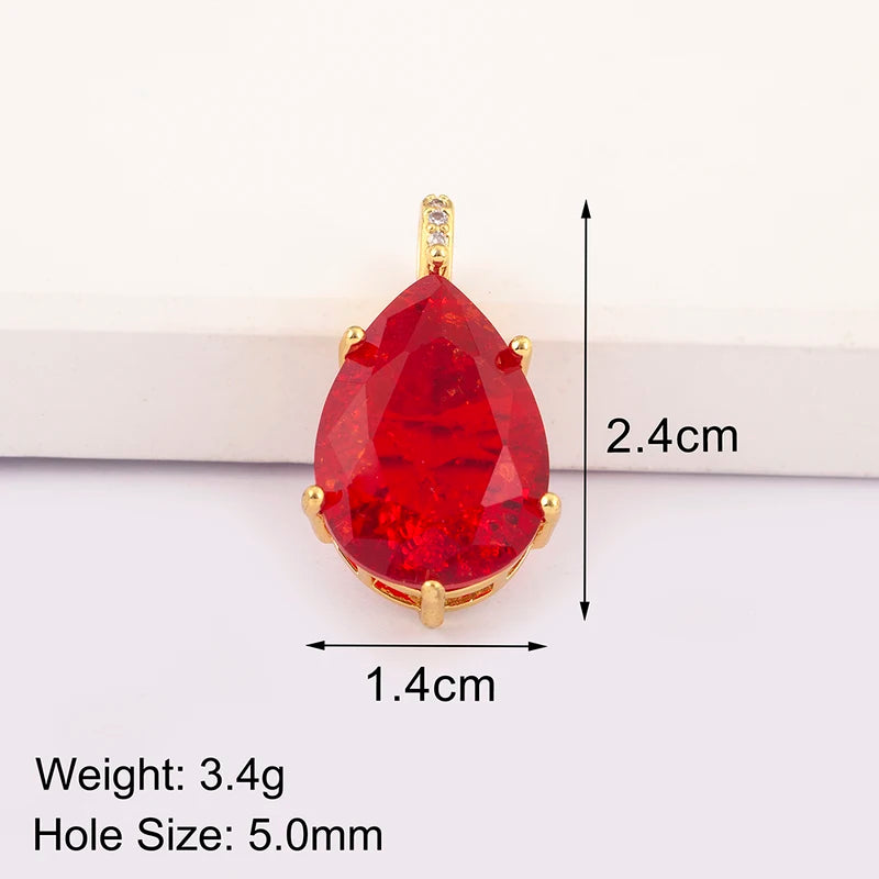 Waterdrop Shape Zircon Charm Pendant for Jewelry Making - DIY Necklace Findings