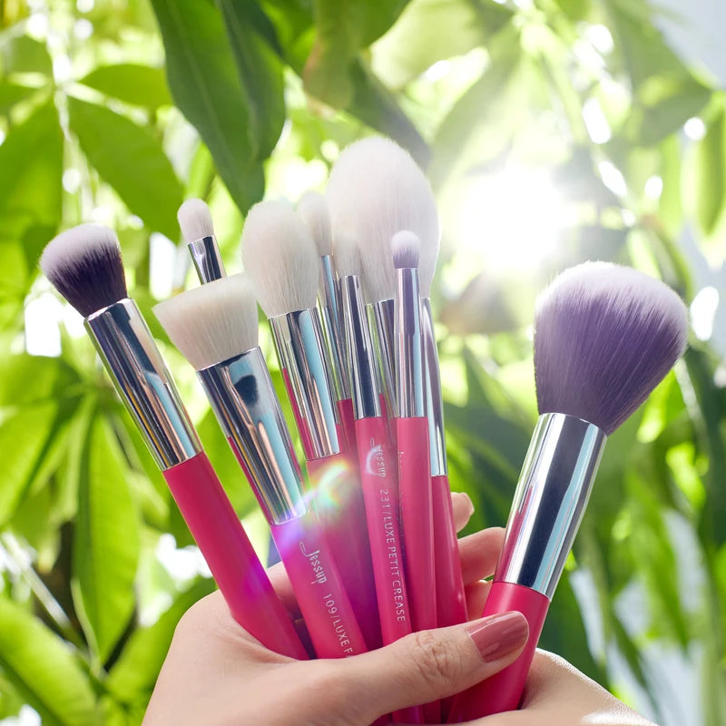 Professional 25-Piece Makeup Brush Set with Natural & Synthetic Hair - Rose-Carmin
