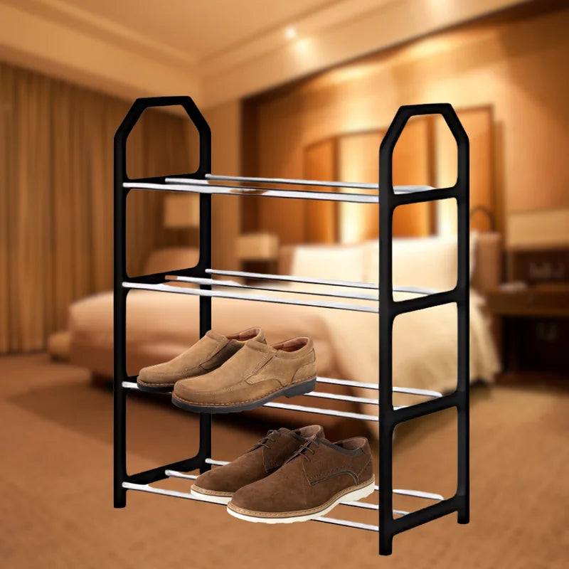 Multi-Color Shoe Organizer 8-10 Pairs, 4-Tier Shoe Rack, Collapsible Storage