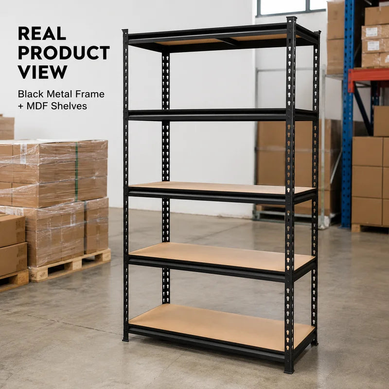 Heavy Duty Metal Garage Shelving Unit with MDF Boards - 60 Inches Tall, Adjustable Utility Storage Rack, 2200 LBS Capacity, 1 or 2 Pack