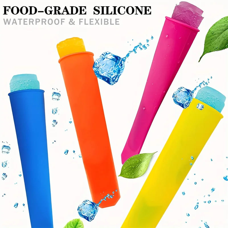 6-Pack Reusable Silicone Ice Pop Molds for Homemade Lollies and Frozen Desserts