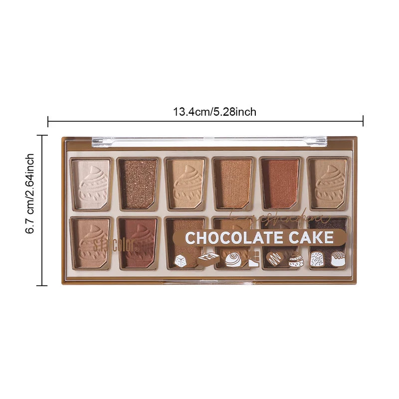 12 Colors Eyeshadow Palette Matte & Shimmer Creamy Powder with Dessert Embossed Pattern, Long Lasting Waterproof Makeup for Daily & Party Looks