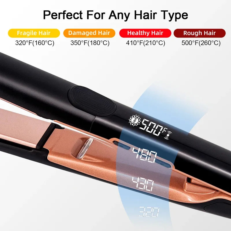 Professional 260°C Plasma Hair Straightener & Curler with Ceramic Plates