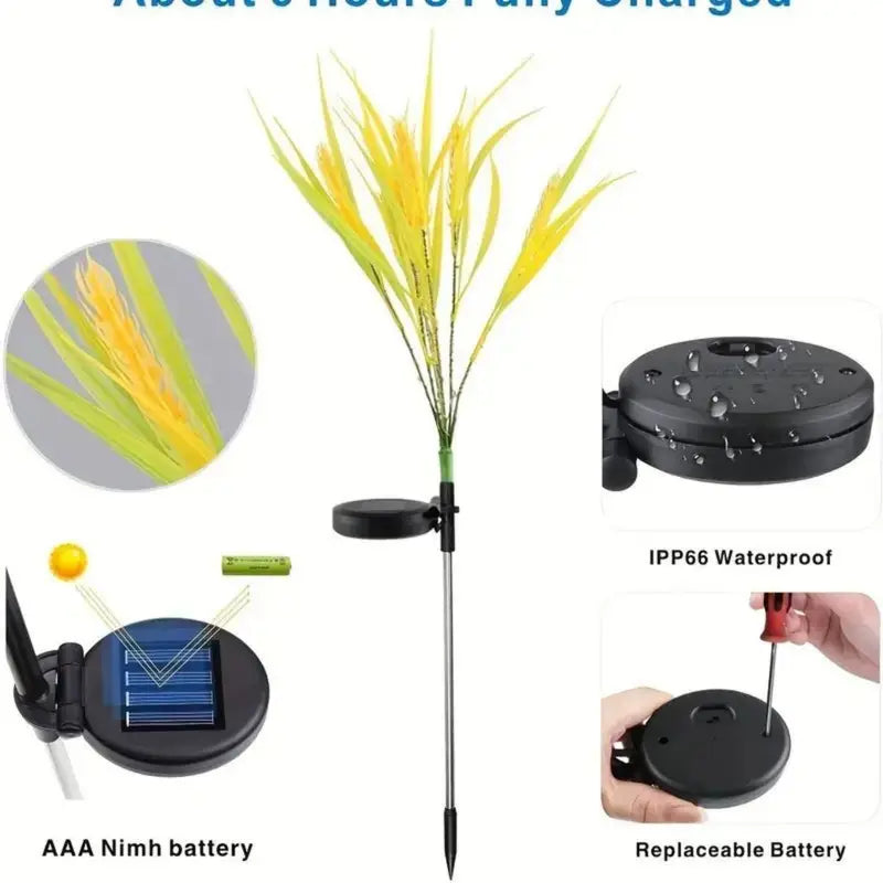 Outdoor Solar Wheat Pathway Lights - Waterproof Dusk-to-Dawn Garden Decor