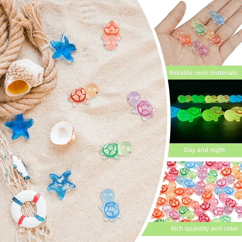 Mini Luminous Turtle Garden Decor Set - Glowing Resin Ornaments for Landscaping & Fish Tanks