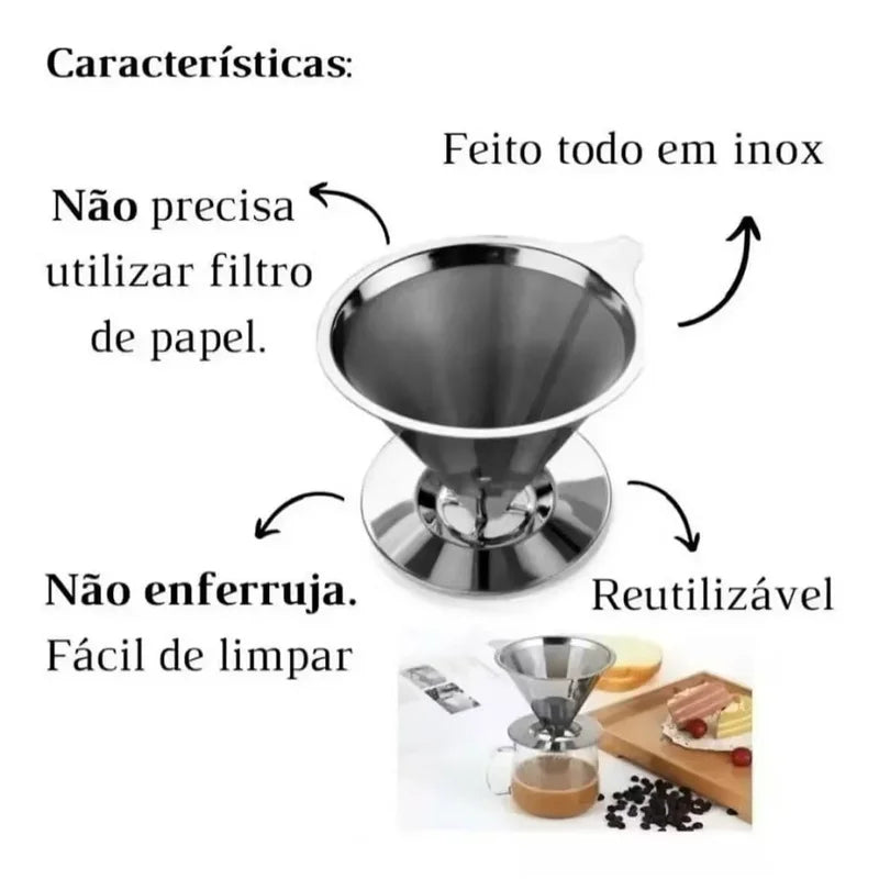Reusable Stainless Steel Coffee Filter Strainer - 103 Inox, Fine Mesh, Eco-Friendly