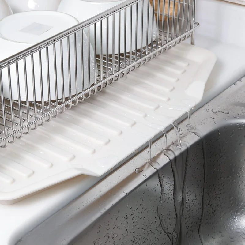Compact Dish Drying Rack with Drain Board Set - Large Rust-Resistant Kitchen Organizer, Includes Dish Holder, 2 Tiers