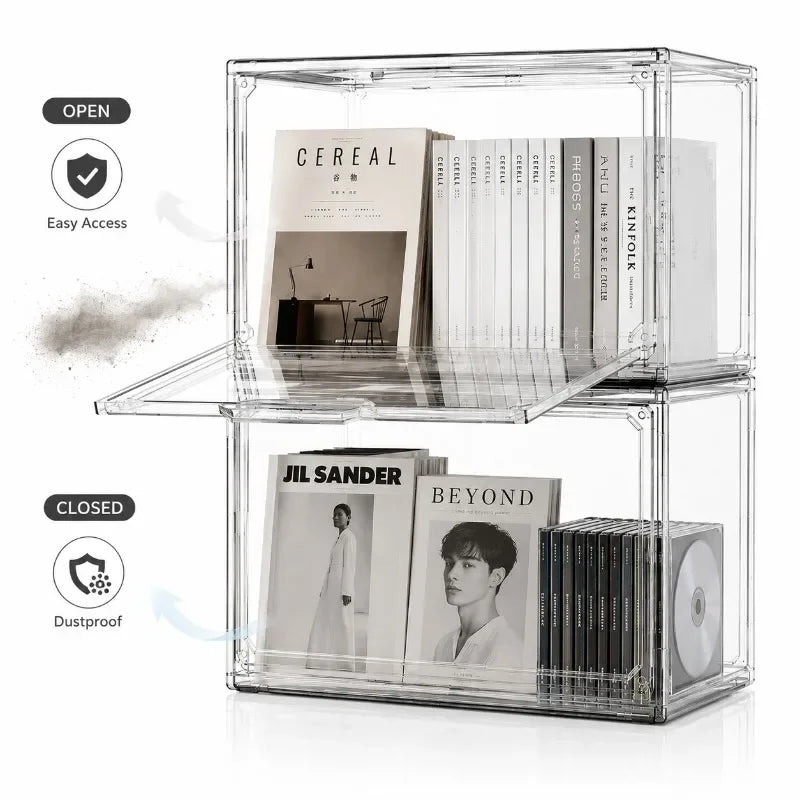 Transparent Storage Box Organizer for Books CDs Albums Display Case Acrylic Dustproof