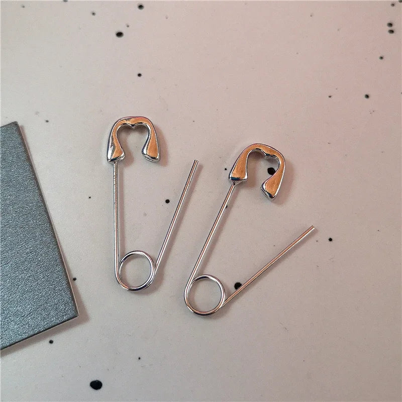 Y2K Punk Earrings Set with Star Heart Spiral Charms - Silver Tone, Multiple Colors