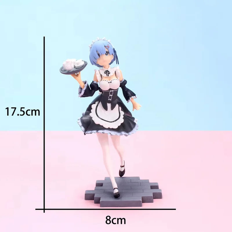 Re:Zero Rem & Ram Figure Set - Maid Costume with Tray, Standing Collectible Models