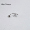 Zircon Flower-Shaped Nose Ring - 14K Gold Plated Stainless Steel Piercing Jewelry for Women