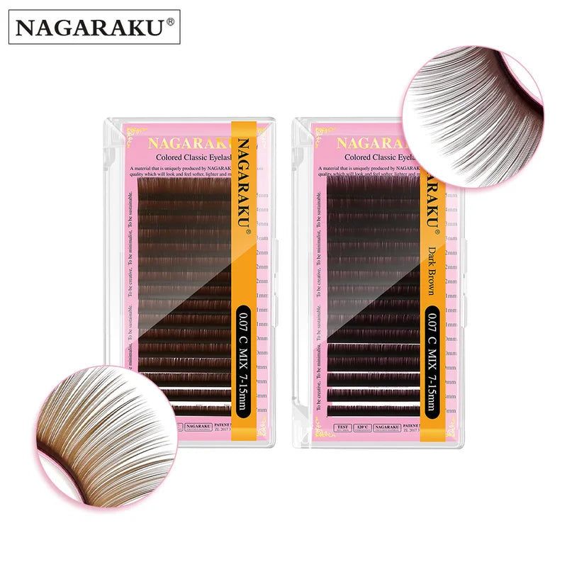 Individual Brown Eyelashes Set - Natural Synthetic Mink, 16 Lines for Makeup & Lashes