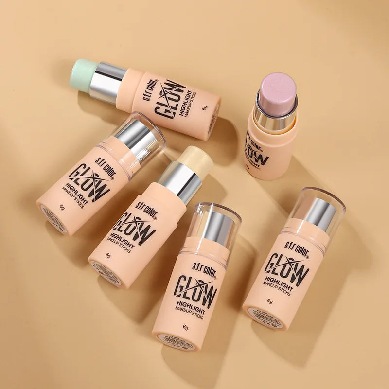 Multicolor Waterproof Long Lasting Face Highlighter Stick for Natural Glow - All Skin Tones