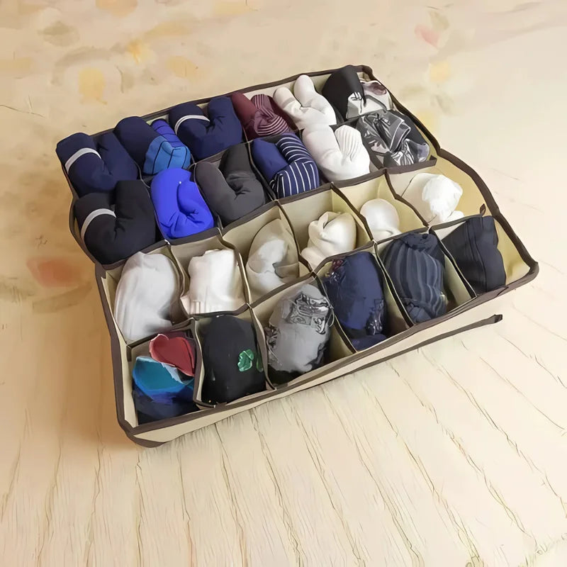 24-Compartment Drawer Organizer for Clothes and Accessories