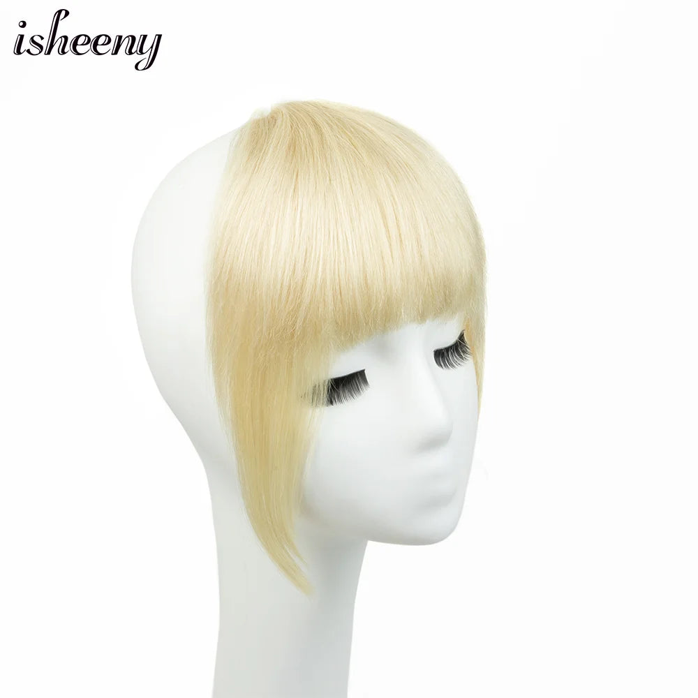 Human Hair Clip-In Bangs Set - Natural Blunt Cut Hair Extensions, Multiple Colors