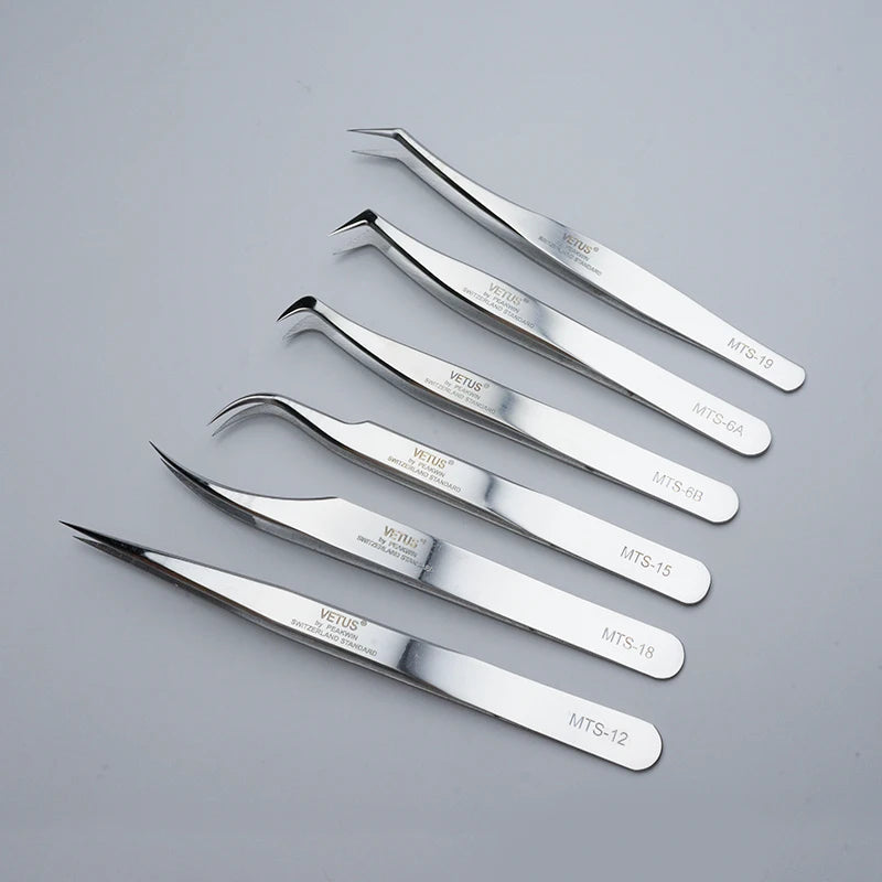 Eyelash Extension Tweezers MTS Series Anti-Static Ultra Fine Tip for 3D 6D Lashes
