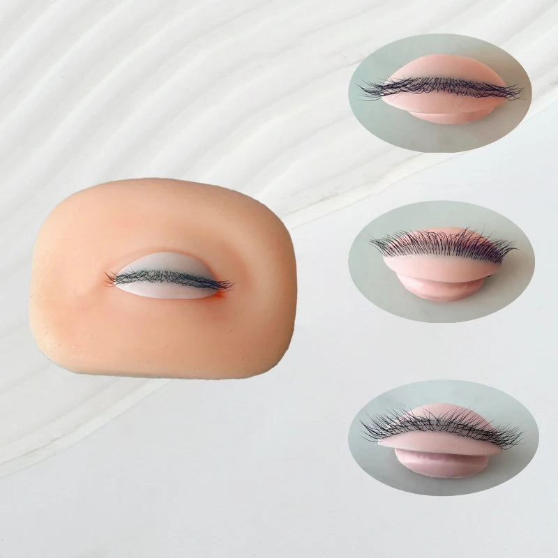 Eyelash Practice Mannequin Head Silicone Flat Doll Head for False Lash Training