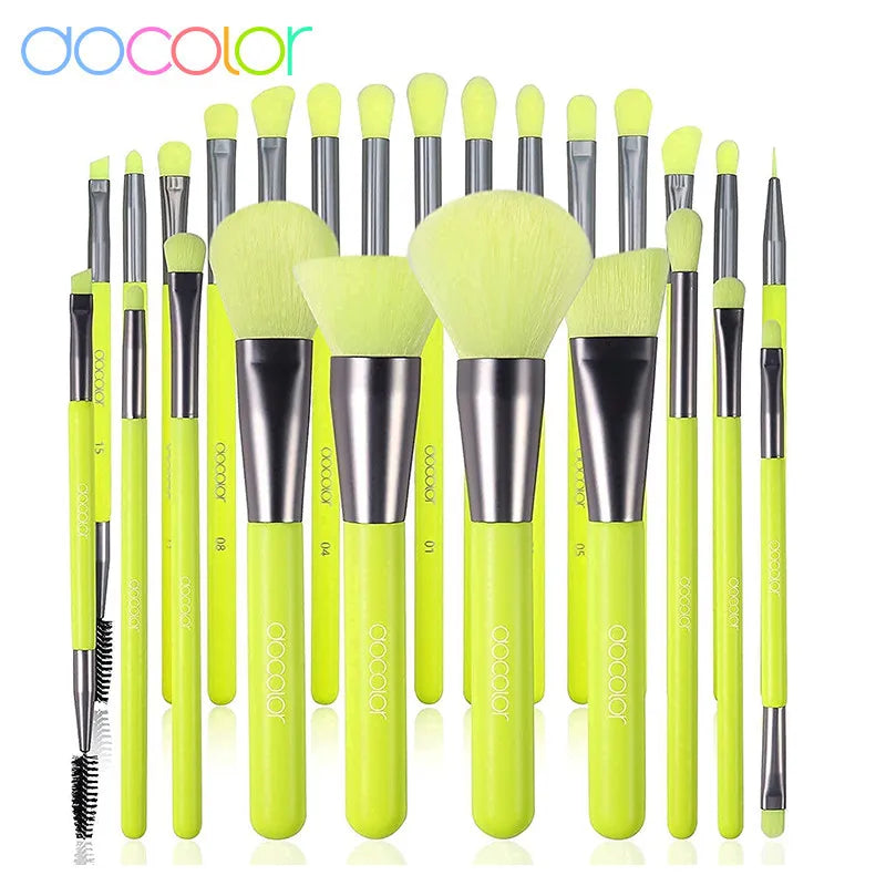 Professional Makeup Brush Set with Recyclable Aluminum Handles - Face Eyes Blending