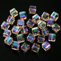 Crystal Cube Beads for Jewelry Making - Shiny AB Glass Spacer Beads