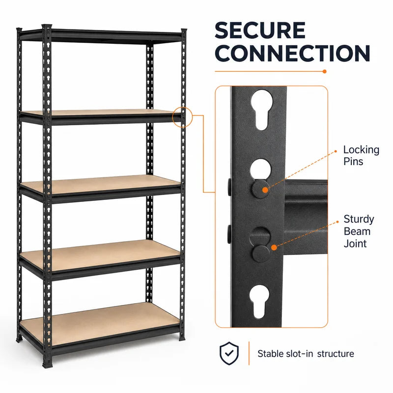 Heavy Duty 5-Tier Garage Shelving Unit - Steel Storage Rack with MDF Boards, Adjustable Utility Organizer, 2200 LBS Capacity
