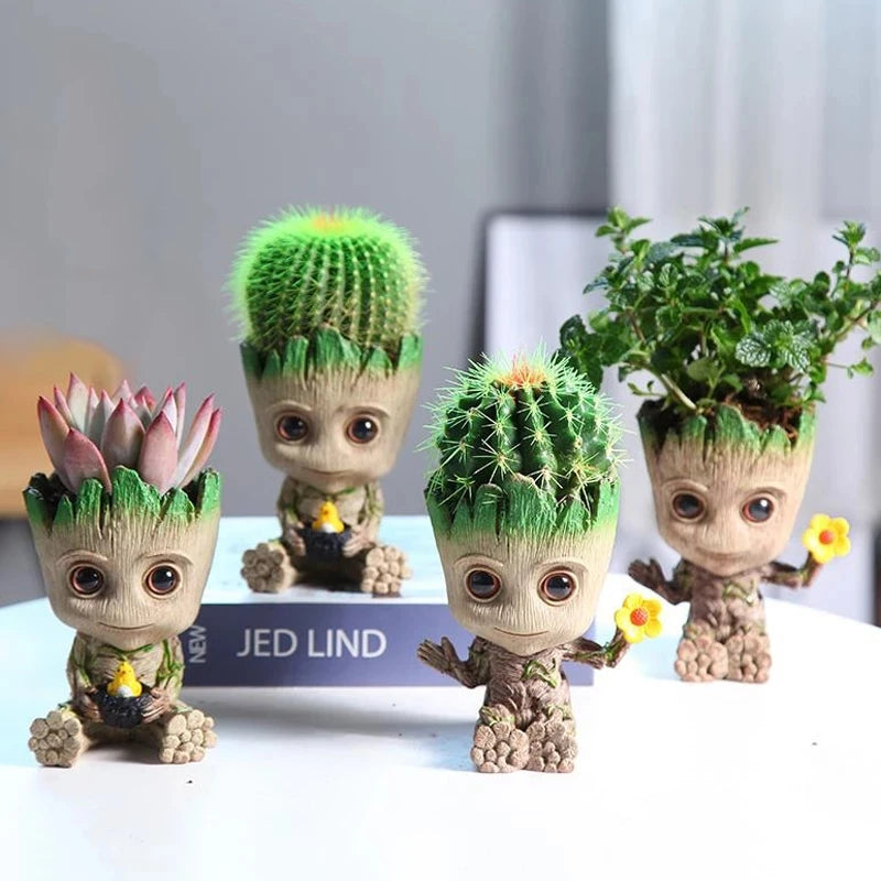 Anime Groot Character Flower Pot Pen Holder Home Decor Craft Organizer